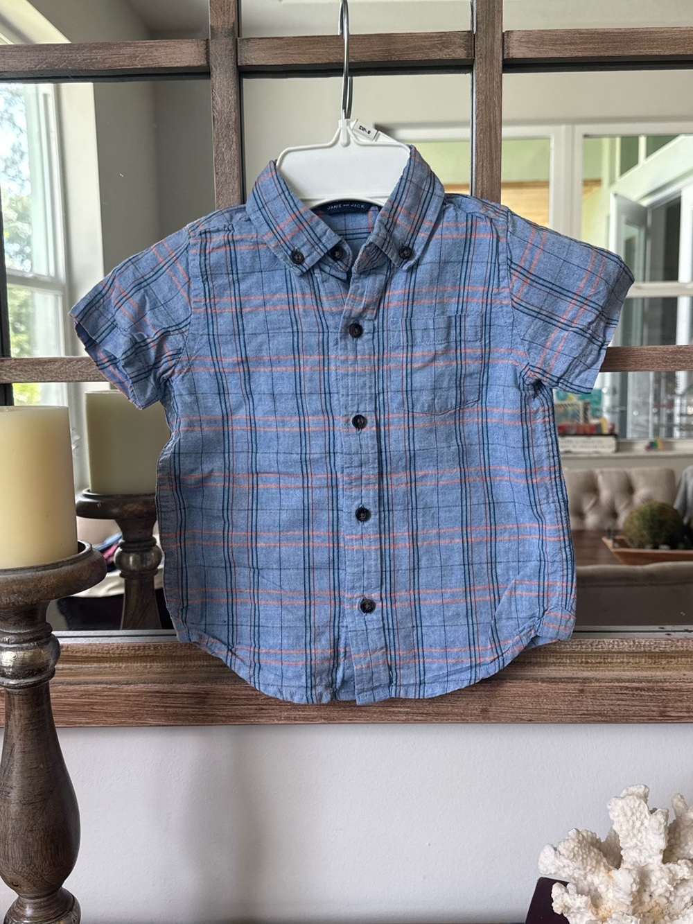 Janie and Jack Blue Plaid Short-Sleeve Button-Down Shirt
